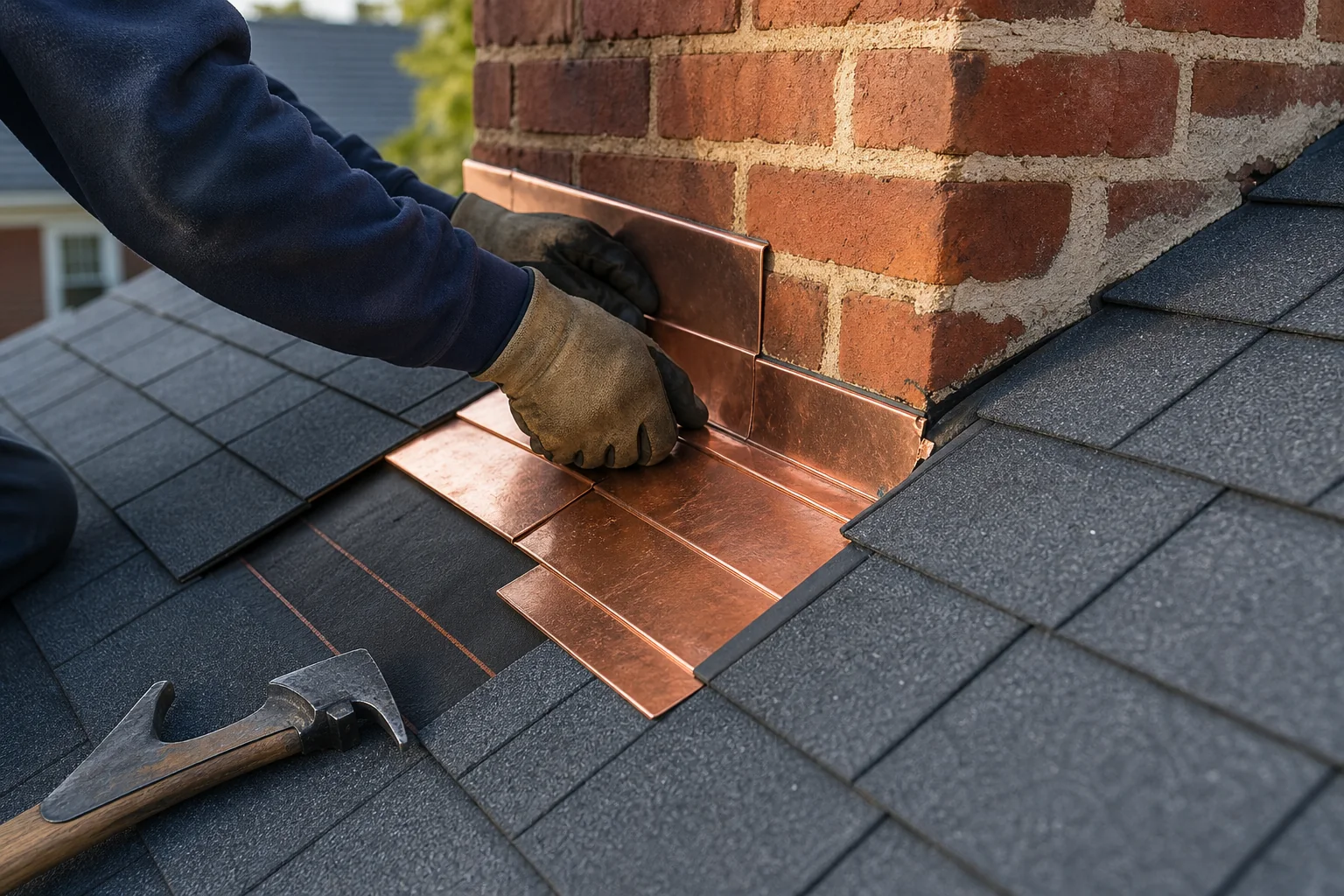Detailed roof flashing and weather-protection work